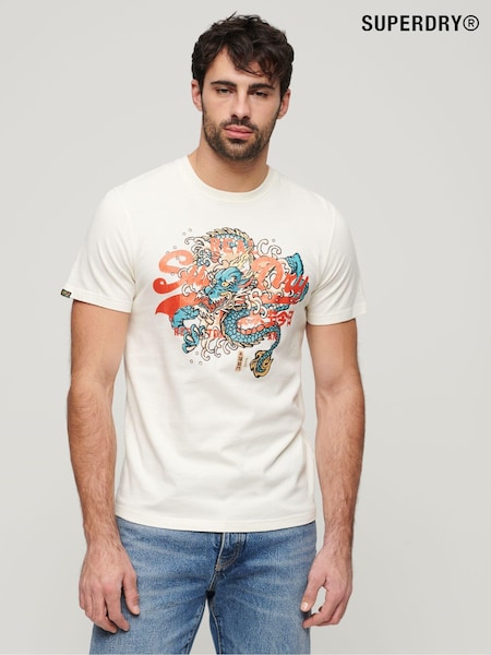 Superdry White 100% Cotton Tokyo Graphic T-Shirt (B29483) | €23