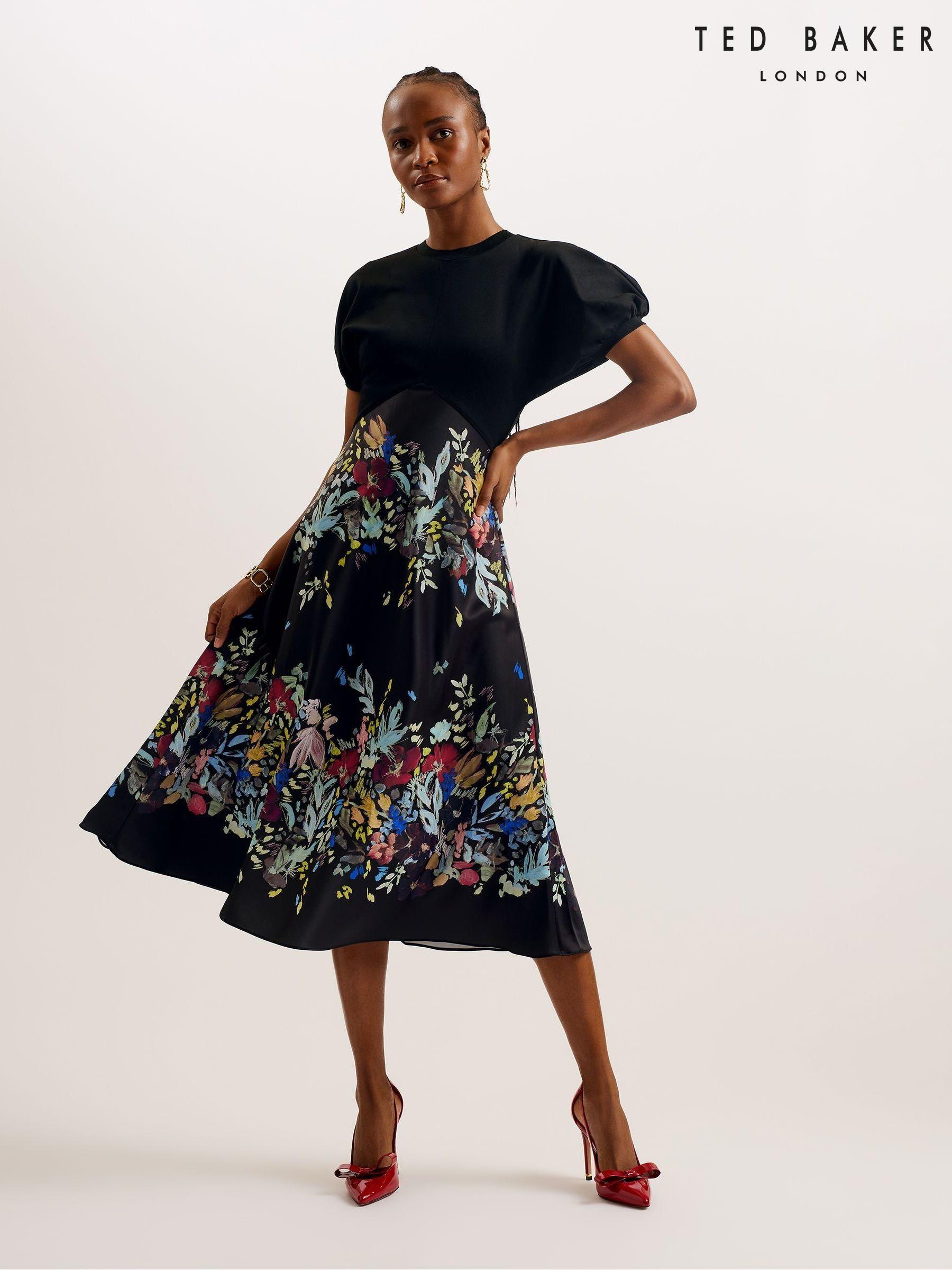 Ted baker black floral dress best sale