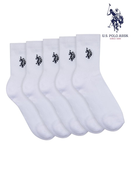 U.S. Polo Assn. White 100% Cotton Quarter Sports Socks 5 Pack (B29543) | €20