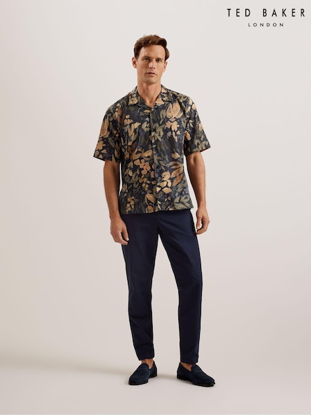 Ted Baker Blue Tapered Fit Holmer Single Pleat Trousers (B29551) | AED179