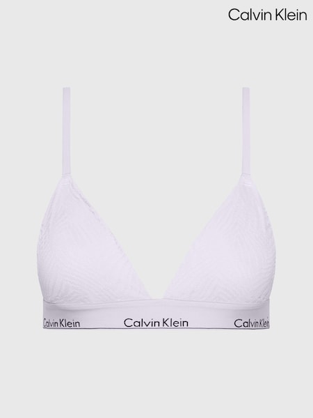 Calvin Klein Lavendar Blue Plain Slogan Triangle 100% Cotton Bra (B29565) | AED116