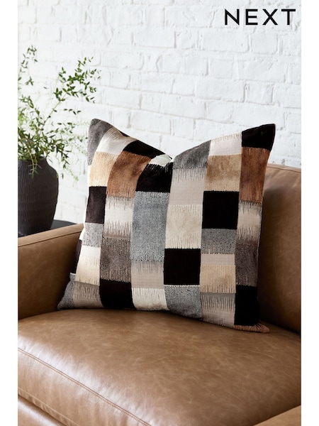 Black/White Cut Velvet Retro Etch 59 x 59cm Cushion (B29705) | €45