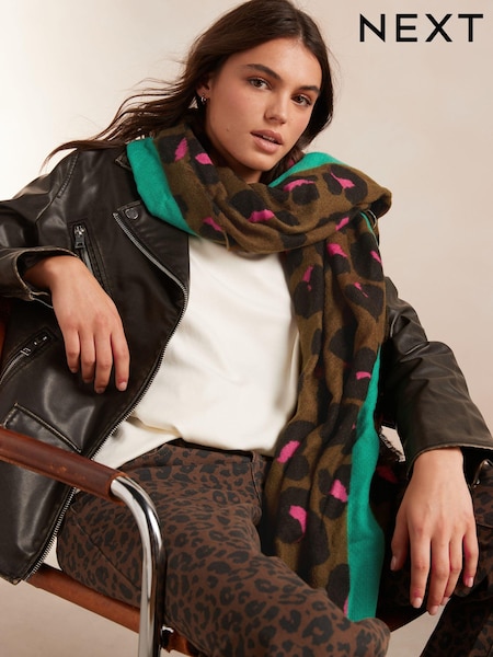 Verde/Roz Imprimeu animal - Midweight Scarf (B29738) | 80 LEI