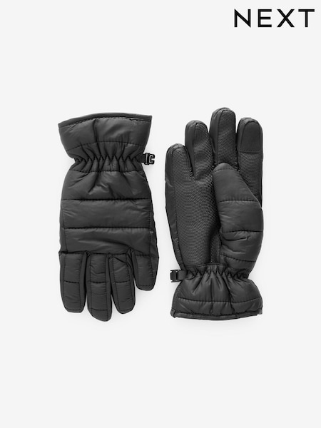 Black Squashy Quilted Gloves (3-16yrs) (B29798) | R$ 90 - R$ 120