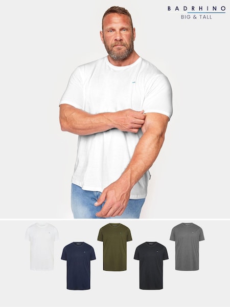 BadRhino Big & Tall Black 100% Cotton T-Shirts 5 Pack (B29807) | R$ 445