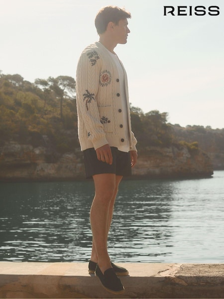 Reiss Ecru Mull Ché Embroidered Cable Knit Cardigan (B29873) | €349