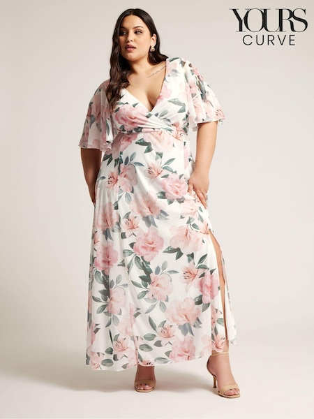 Yours Curve White Floral Print Wrap Maxi Dress (B29971) | €93