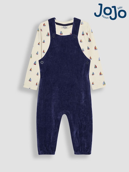 JoJo Maman Bébé Navy Appliqué Dungarees & Print Top Set (B30054) | 1,682 UAH