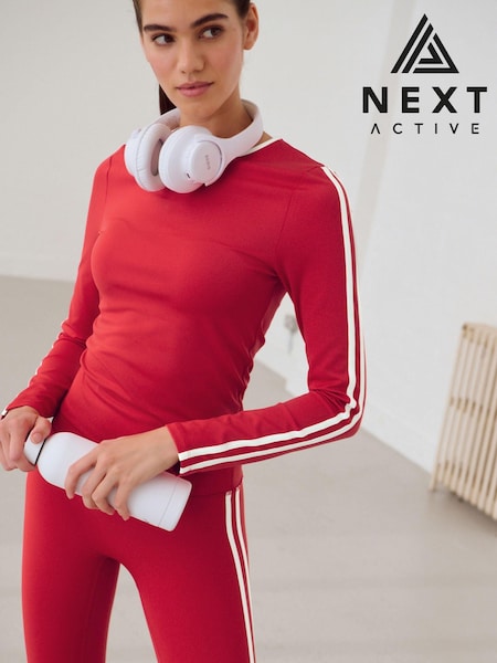 Red Active Piped Long Sleeve Top (B30211) | €12