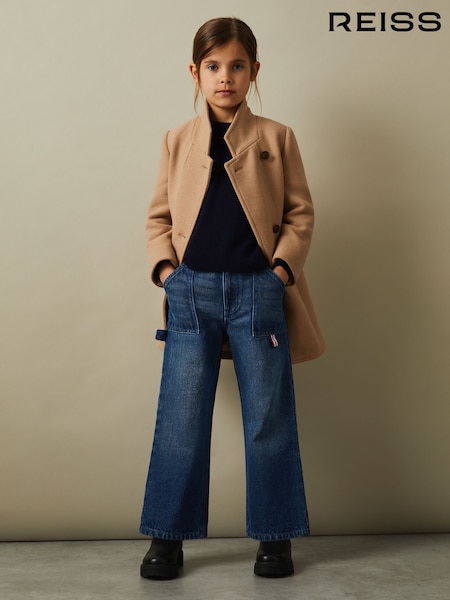 Reiss Camel Harlow 4-9 yrs Mid Length Wool Blend Coat (B30268) | €72