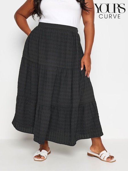 Musta - Yours Curve Tiered Check Midi Skirt (B30277) | €49