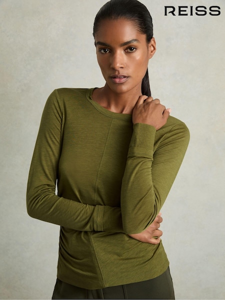 Reiss Green Sierra Ruched Side Crew-Neck Top (B30283) | €134