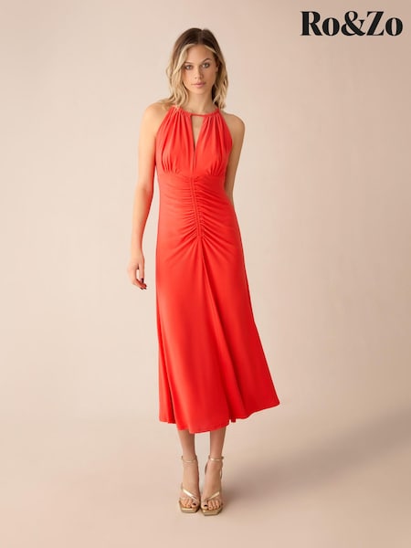Ro&Zo Red Petite Jersey Halterneck Midi Dress (B30364) | €73