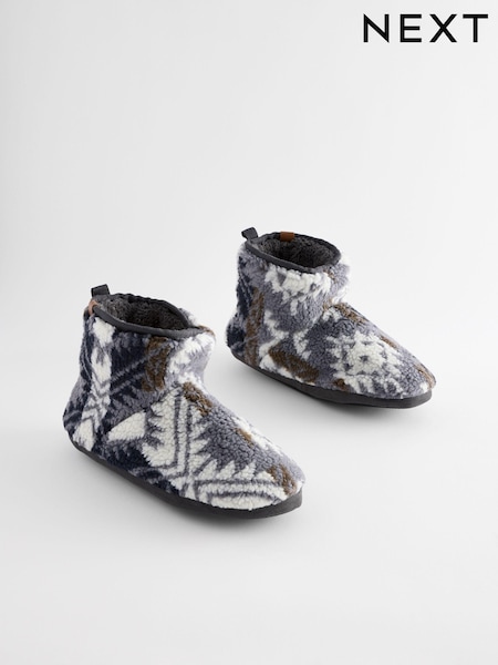 Grey Faux Fur Lined Boot Slippers (B30455) | €13