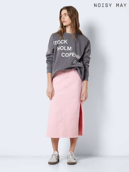 NOISY MAY Pink Midi Denim Skirt With Side Split (B30494) | €23