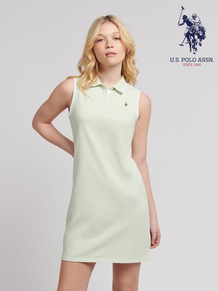 U.S. Polo Assn. Green Womens Fitted Sleeveless Polo Dress (B30506) | €66