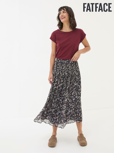 FatFace Paignton Dark Brown Pleated Midi Skirt (B30563) | €50