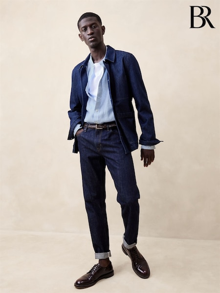 Banana Republic Blue Castello Linen Banded-Collar Shirt (B30631) | €107