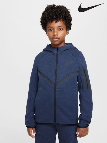 Ciemnoniebieski - Nike Beigewhite Tech Fleece Zip Up Hoodie (B30732) | 410 zł