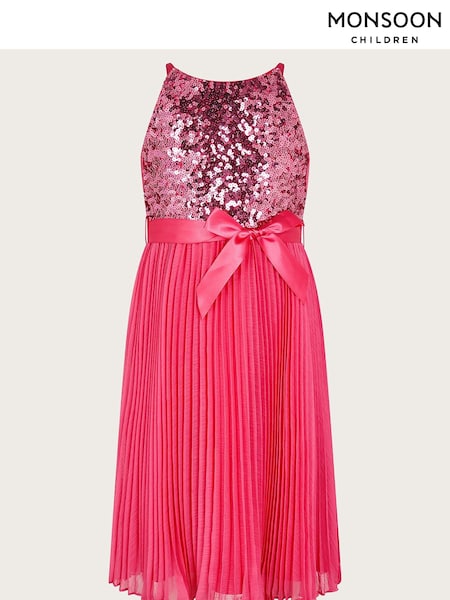 Monsoon Pink Sequin Pleated Truth Dress (B30742) | AED170 - AED184