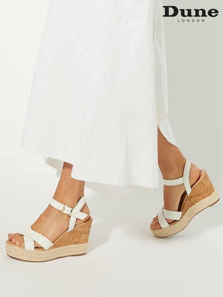 Dune London White Kindest Cross Strap Wedge Sandals (B30784) | €122