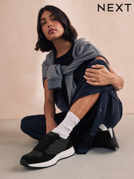 Black Forever Comfort® Suede Stitch Detail Chunky Trainers (B30812) | €49