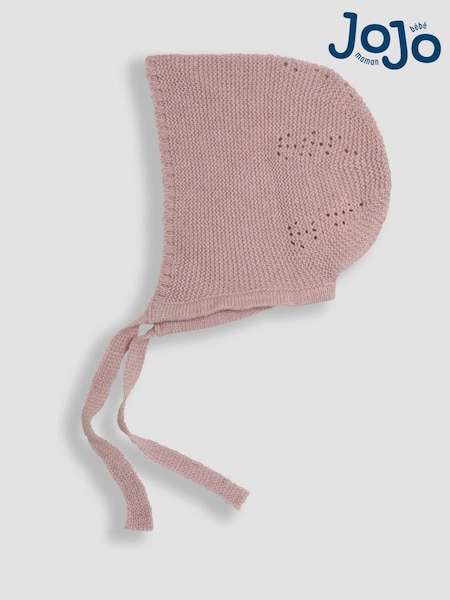 JoJo Maman Bébé Baby Pink Knitted Baby Bonnet (B30822) | €20