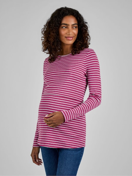 JoJo Maman Bébé Stripe Ribbed Jersey Maternity & Nursing Top (B30827) | €48