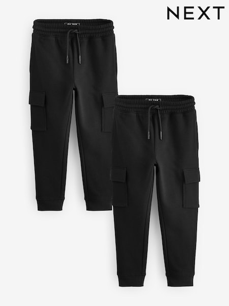Schwarz - Slim Cargo Joggers 2 Pack (3-16yrs) (B30828) | 28 € - 40 €