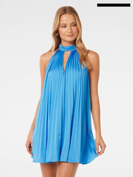 Forever New Blue Sammy Pleated Mini Swing Dress (B30849) | 290 zł