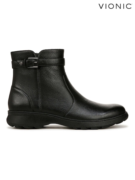 Negru - Vionic Redding Croială clasică Leather Ankle Cizme (B30915) | 1,192 LEI
