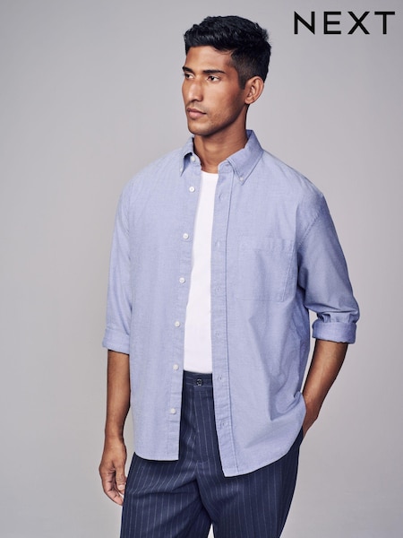 Hellblau - Oxford-Langarmhemd aus gebürsteter 100% Baumwolle (B30999) | 39 €