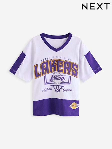 White/Purple LA Lakers NBA Licensed 100% Cotton T-Shirt (3-16yrs) (B33003) | AED63 - AED74