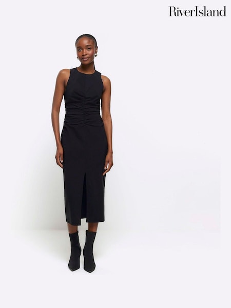 River Island Black Sleeveless Ruched Detail Dress (B33098) | €13