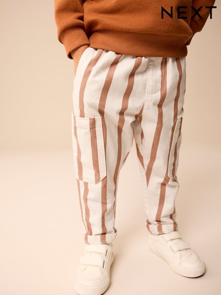 Rost/Ecru, Streifen - 100% Cotton Side Pocket Pull-On Trousers (3mths-7yrs) (B33123) | 8 € - 10 €