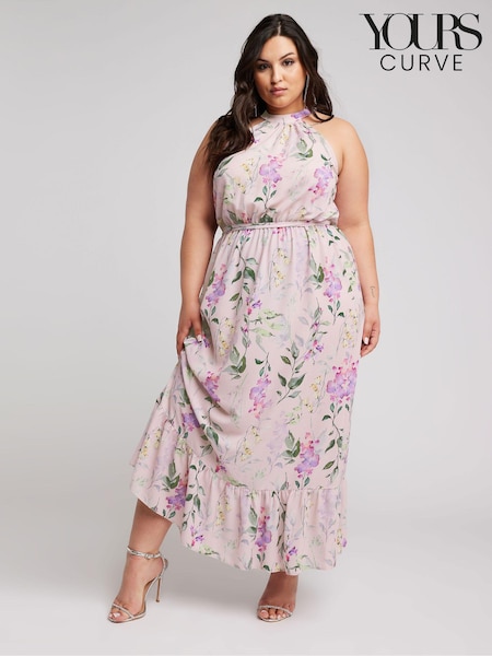 Yours Curve YOURS LONDON Curve Pink Floral Print Maxi Dress (B33150) | €80