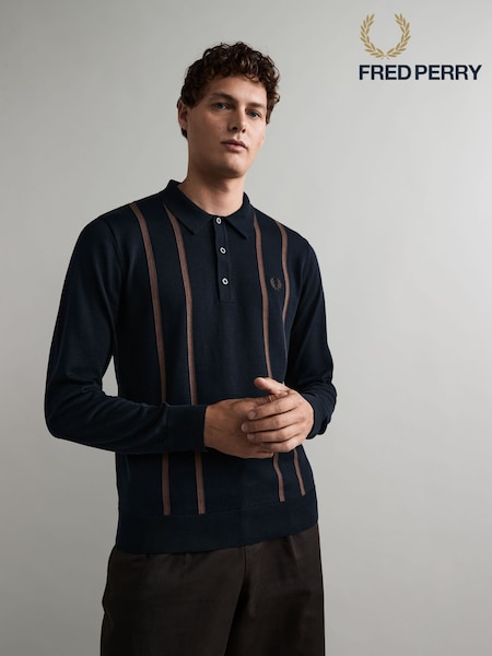 Fred Perry Vertical Stripe Knitted Polo Shirt (B33169) | €123