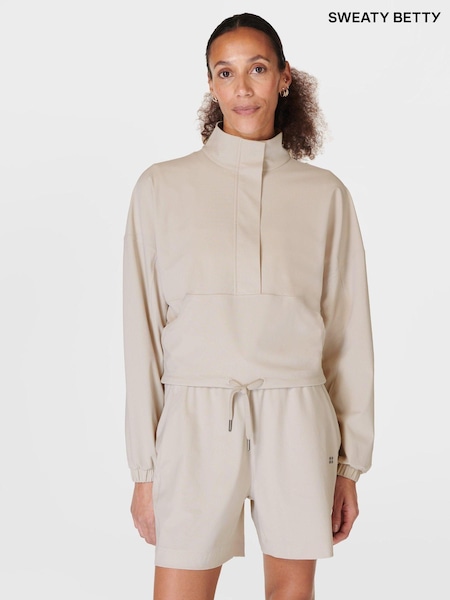 Sweaty Betty Mineral Beige Explorer Half Zip Midlayer Top (B33317) | €62