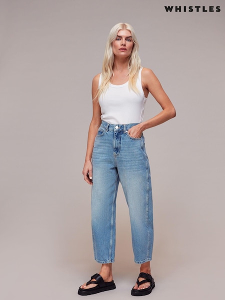 Whistles Light Wash Petite Petite Authentic Barrel Leg 100% Cotton Jeans (B33345) | €146