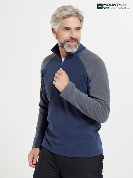 Mountain Warehouse Dark Blue Mens Ashbourne II Half Zip Fleece (B33375) | €29