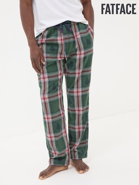 FatFace Green Christmas Tree Check Pyjama Bottoms (B33428) | €33