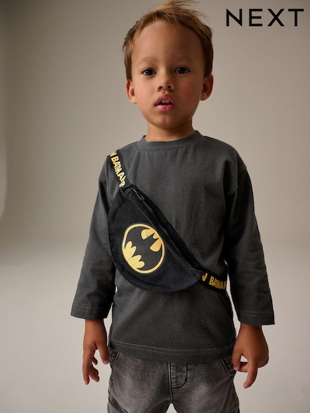 Black Batman 100% Cotton Long Sleeve Bumbag T-Shirt (3mths-8yrs) (B33435) | €14 - €16