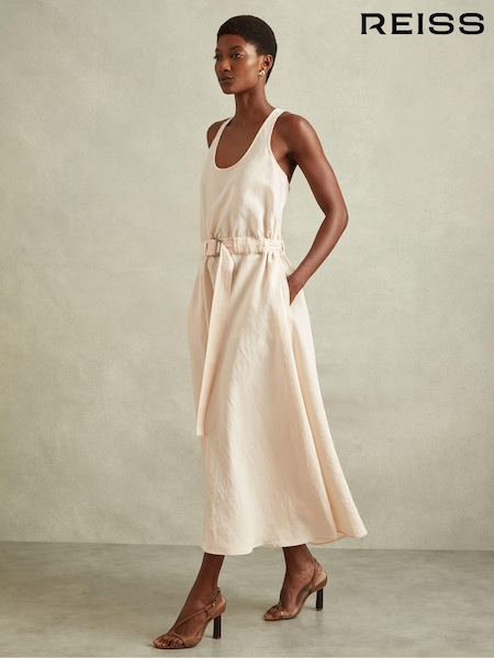 Reiss Cream Tayah Modal Blend Parachute Midi Dress (B33476) | €84