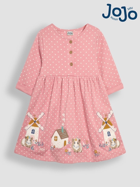 Roz Guineea Pig - Rochie cu nasturi în față și aplicații JoJo Maman Bébé (B33555) | 171 LEI