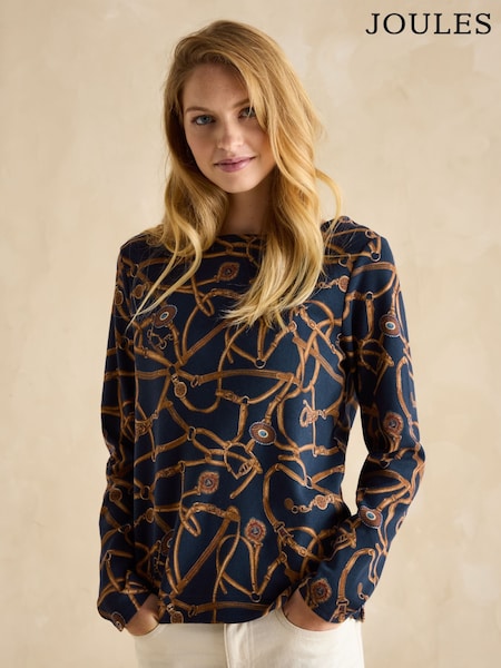 Joules Harbour Navy Bridle Boat Neck Printed Top (B33571) | €28.50