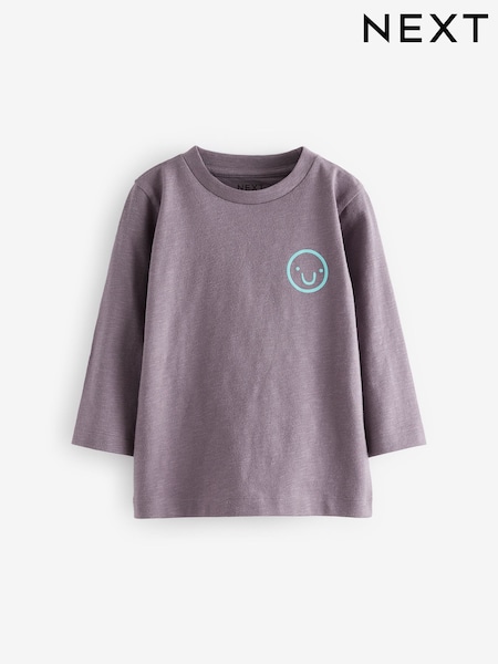 Lilac Purple Face Long Sleeves Semi Plain T-Shirt (3mths-7yrs) (B33730) | AED14 - AED21