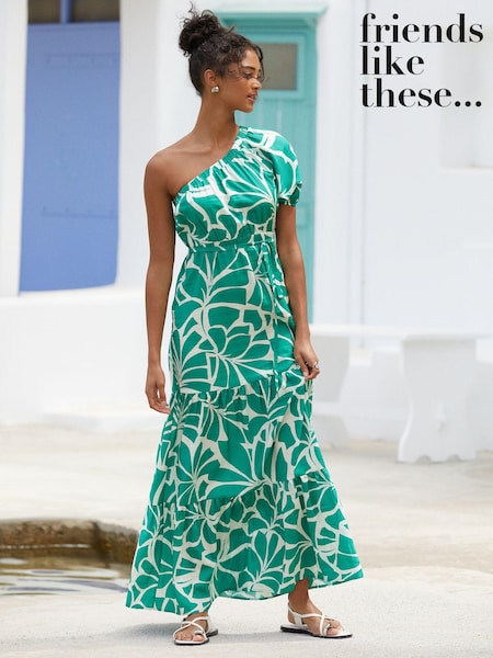 Friends Like These One Shoulder Summer Printed Maxi Dress (B33751) | €26