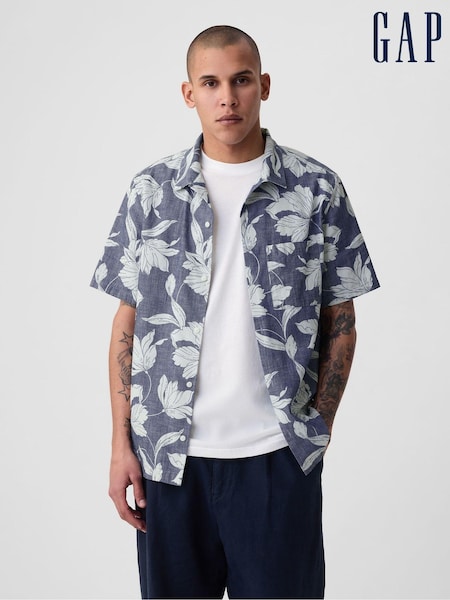 GAP Blue Chambray Resort Floral Shirt (B33761) | €17