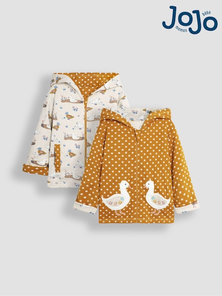 Galben muștar cu model rață - Hanorac reversibil cu aplicație JoJo Maman Bébé (B33903) | 209 LEI