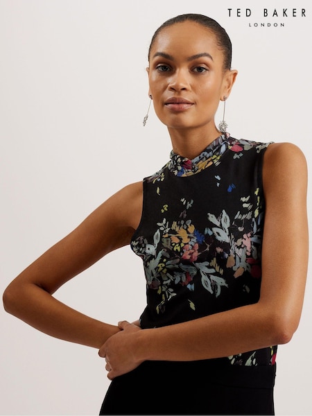 Ted Baker Black High Neck Delhia Sleeveless Mesh Top (B33934) | €30